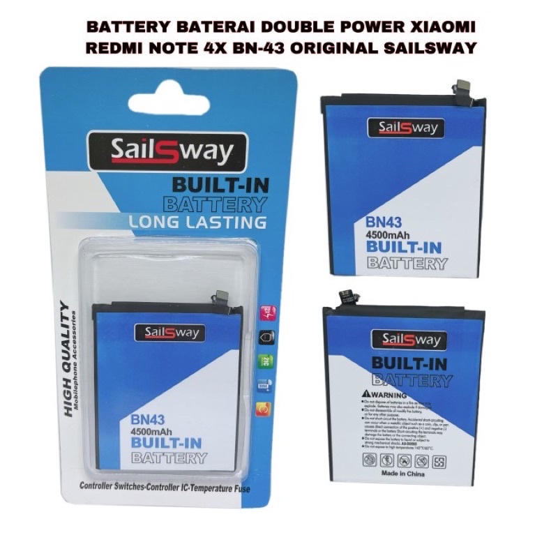 BATTERY DOUBLE POWER XIAOMI REDMI NOTE 4X BN-43 ORIGINAL SAILSWAY