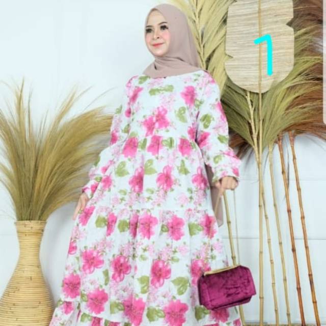 Gamis toyobo motif bunga realpic 110000