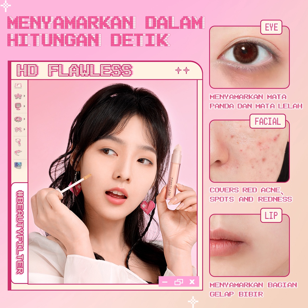 PINKFLASH Flawless Liquid Concealer With Sponge Brush Head Tool Makeup PF-F04