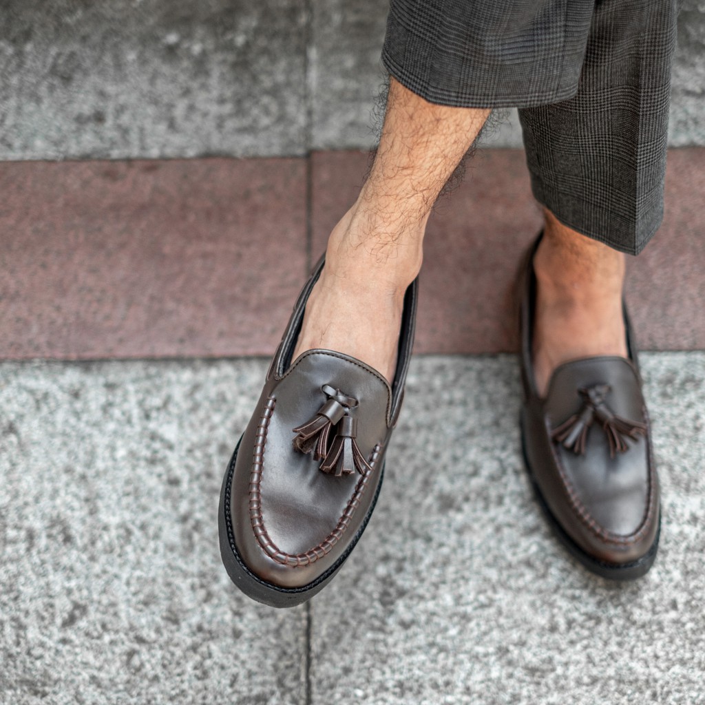 Porto Brown | Sepatu Tanpa Tali Coklat Loafers Pria Casual Kerja Formal Kantor Laki | FORIND x Giant Flames