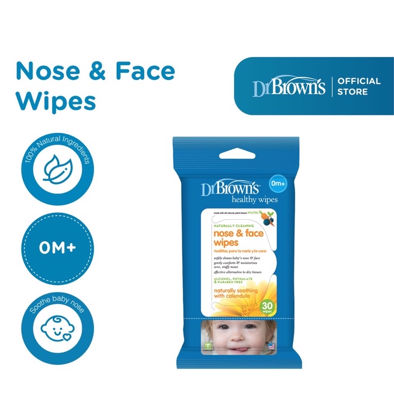 Dr Brown's Nose And Face Wipes - Tisu basah Hidung dan wajah anak