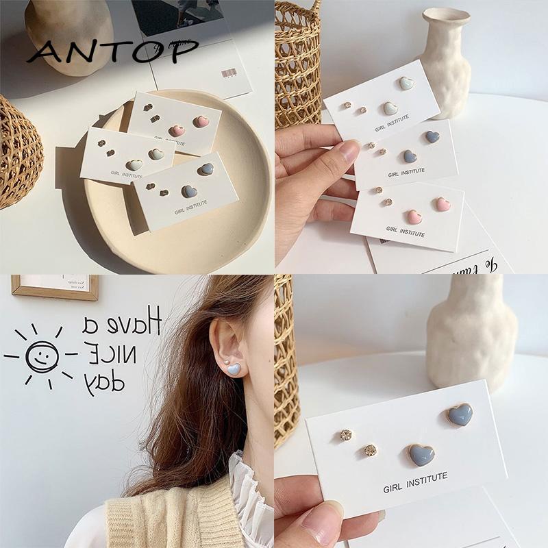 Anting Tusuk Gantung Desain Hati Gaya Pelajarsimpleperi Untuk Wanita