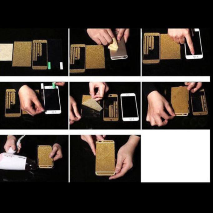 NEW GARSKIN GLITTER VIVO V5 Y67 SKIN GLITER STICKER TEMPELAN BLING2 - HITAM MILENIA