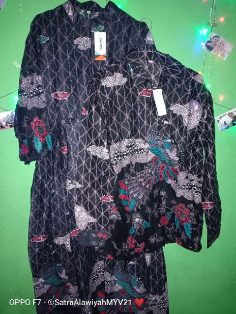 Baju Batik Couple Gamis Jumbo Murah Pasangan Modern Muslim  | Klyn - 041 Cg Mega Merak Coklat