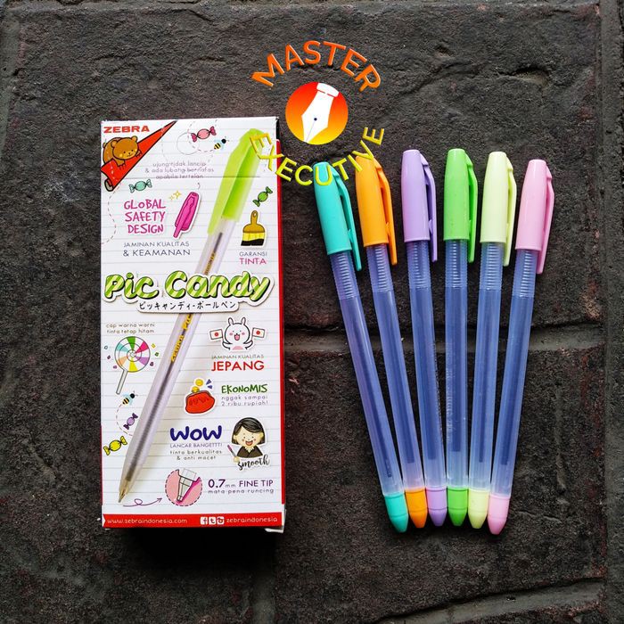 

[Pak - 12 Buah] Zebra Pic Candy 0.7 mm Fine Semi Jell Black / Gel Ink Hitam