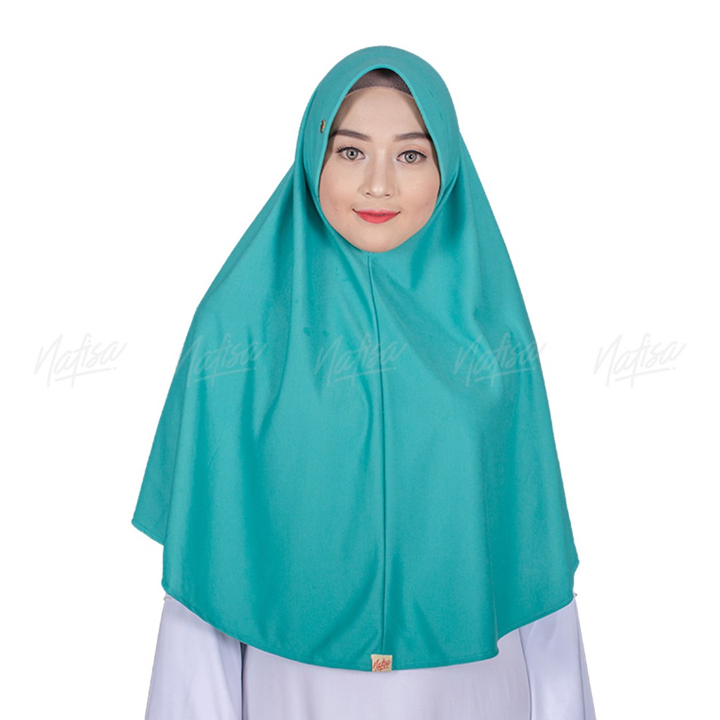 Jilbab Tali AT HOME JUMBO | Hijab Instan Kaos Non PAD Kerudung Instan Tali Tanpa Bergo-Toska