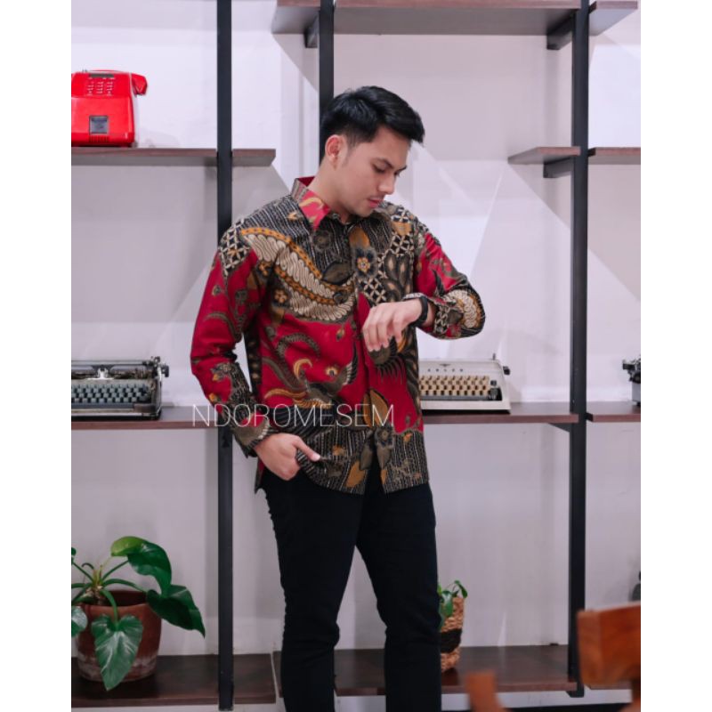 Kemeja Batik PREMIUM NdoroMesem Bahan Katun Baturaden Reguler Fit A014 Batik Exclusive Terbaru