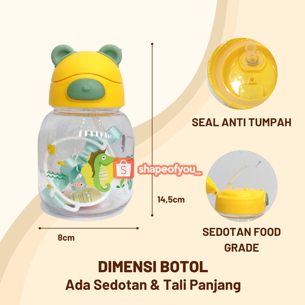 Botol Minum Anak Viral Balita Ada Sedotan Tali BPA Free Training Cup 450ml