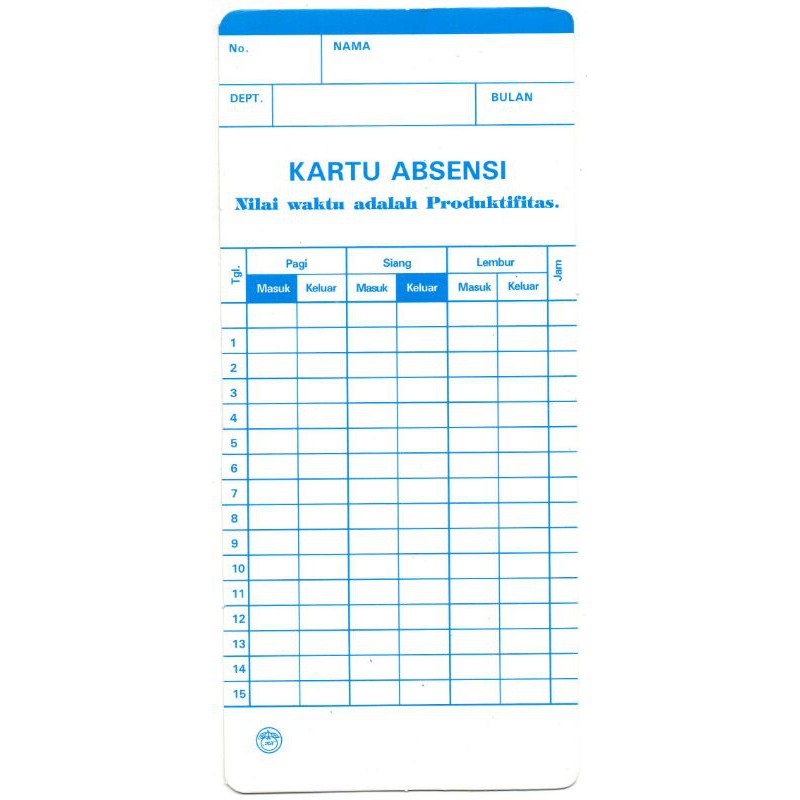 

KARTU ABSENSI WARNA ISI 100 LEMBAR