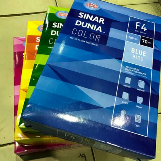 

Kertas Fotocopy HVS F4 Warna 70 gram Sinar Dunia 500 lembar
