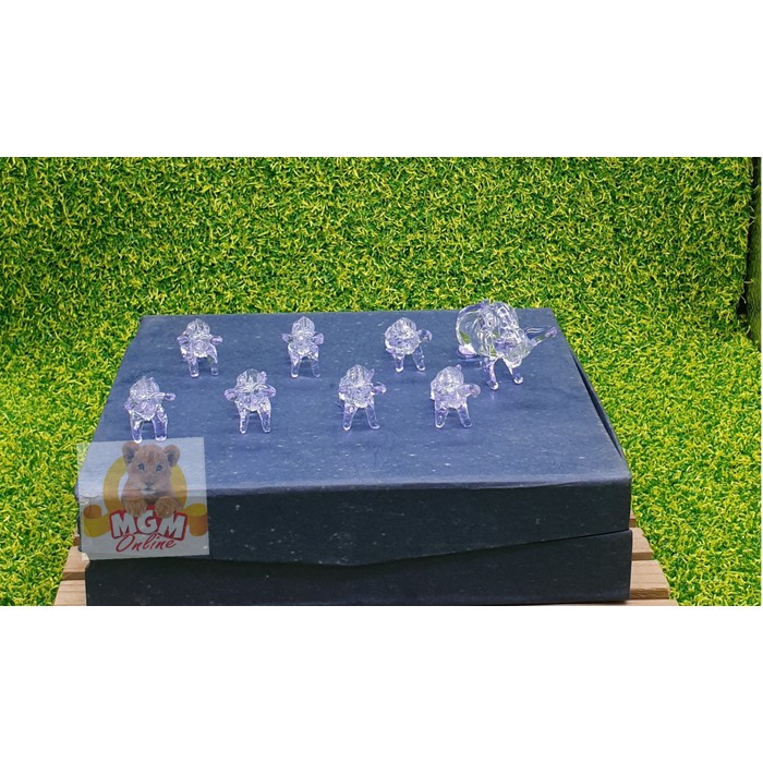 Souvenir Spain Bull Banteng Kristal set8 Oleh-oleh spanyol Banteng