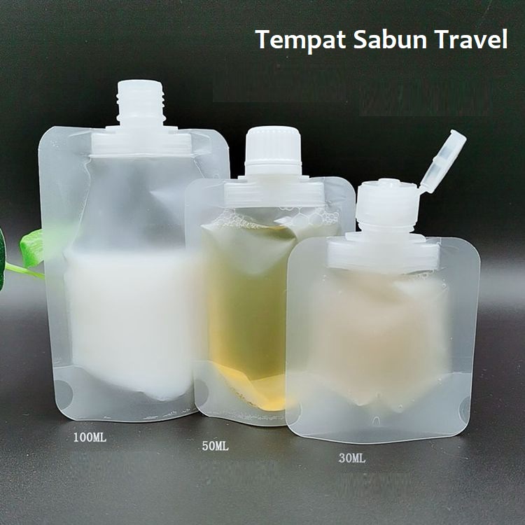 MARKAS88 Botol Refill Sabun Pouch Sabun Tempat Sabun Travel Fliptop Tempat Refill Serbaguna