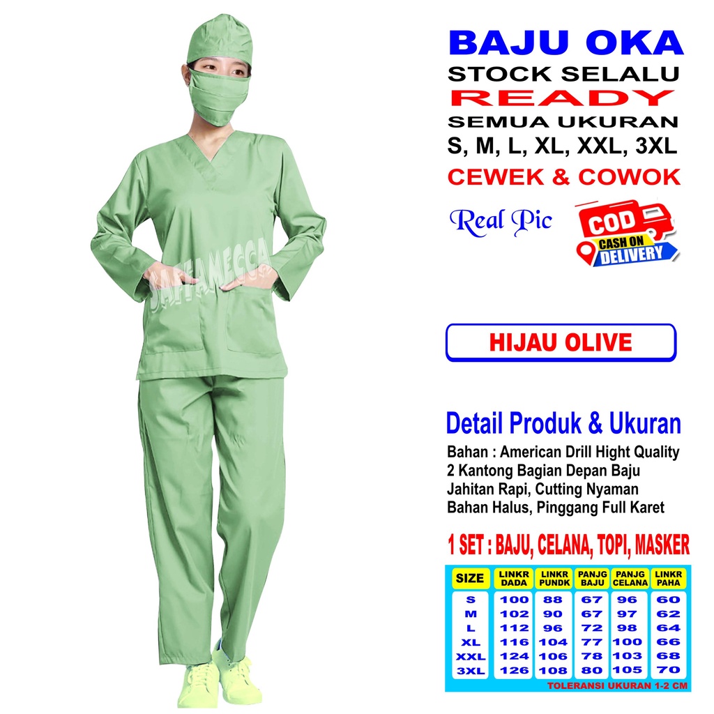 BAJU OK   BAJU OKA   SCRUB PERAWAT   BAJU MEDIS   BAJU JAGA LENGAN PANJANG TERBARU READY