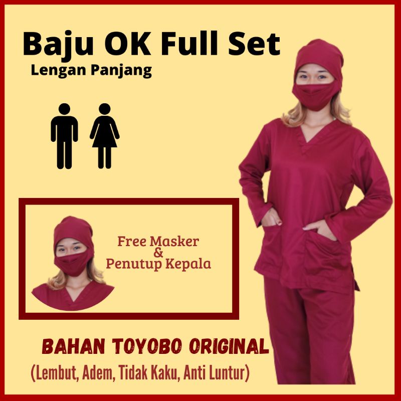 Baju Ok Oka Lengan Panjang | Baju Jaga Perawat Dokter Petugas Medis Nakes