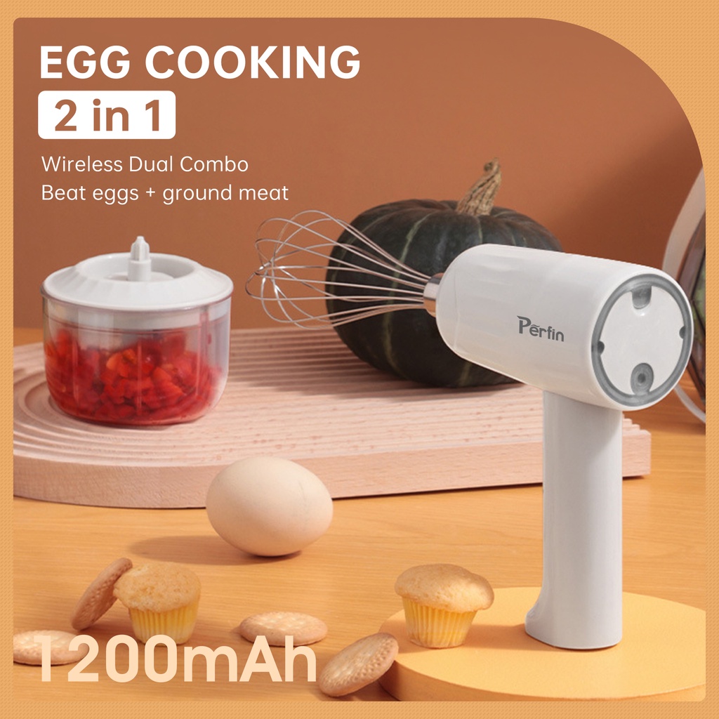 Perfin PBLE03 Blender Daging/Food Processor/Penggiling Daging/Hand Mixer Putih 2 in 1