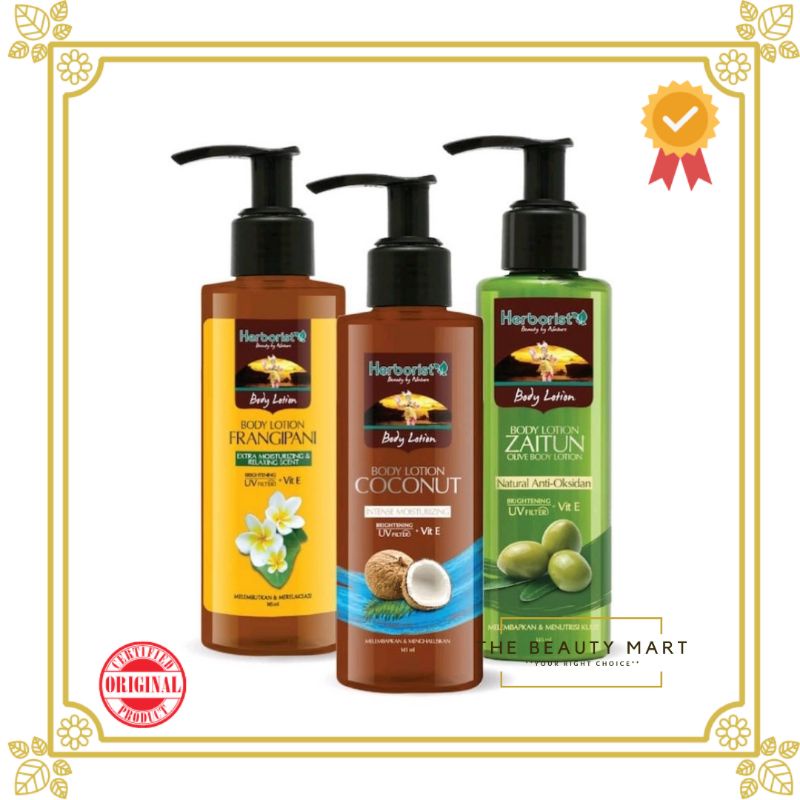 Herborist Body Lotion Zaitun | Coconut | Frangipani | Whitening UV Filter Herboris 145ml