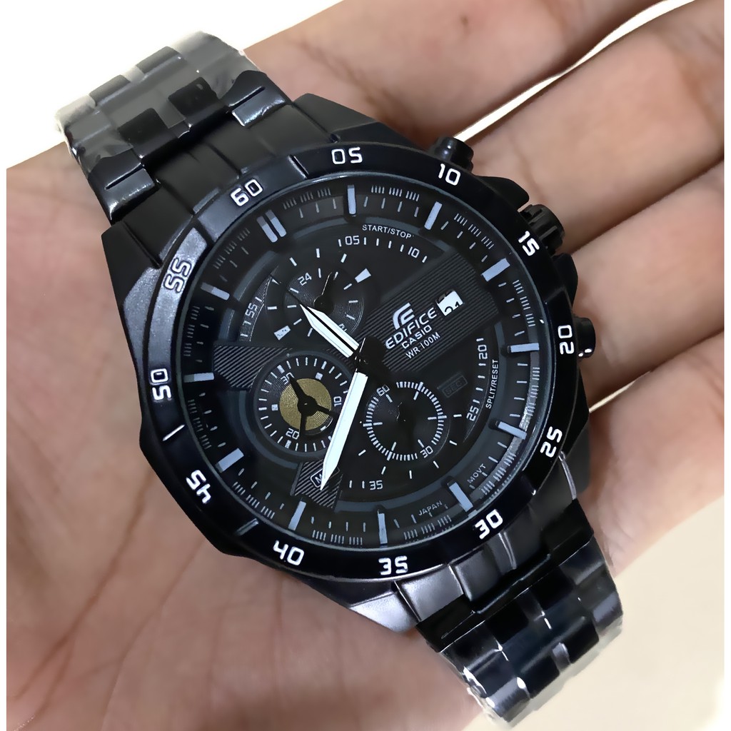 Jam Pria Edifice Chronograph EFR 556 HITAM stainless steel strap