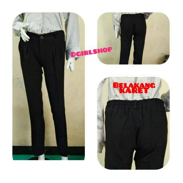 CELANA BAHAN WANITA CELANA KARET WANITA CELANA KERJA CEWEK CELANA FORMAL CELANA HAMIL KARET BELAKANG