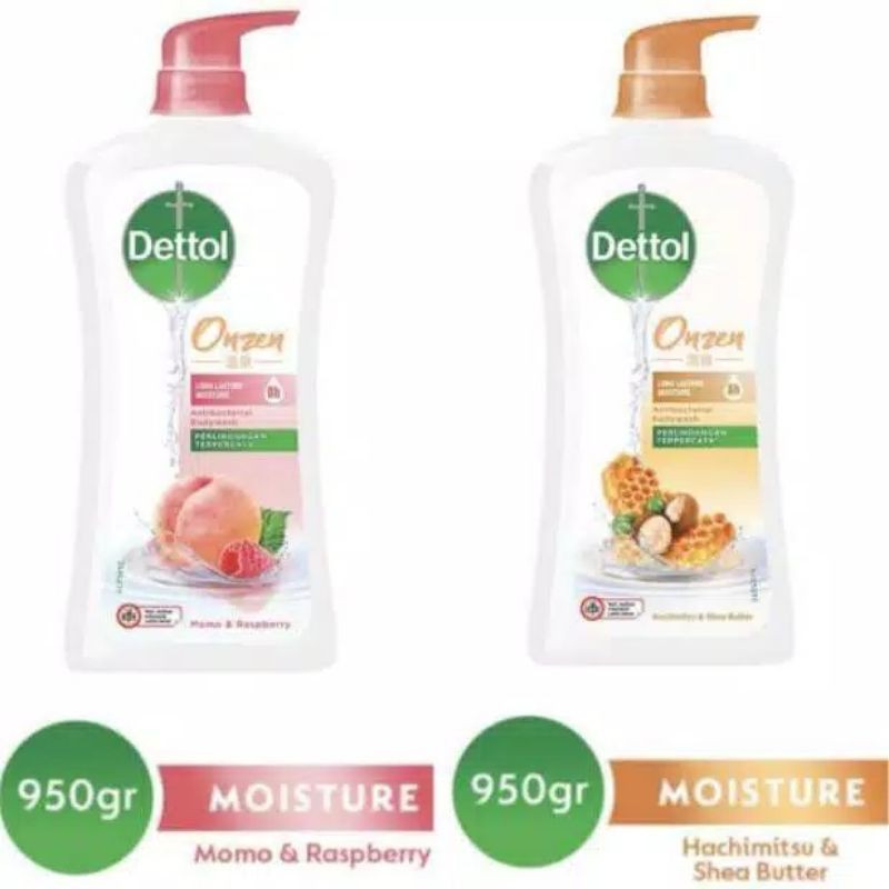 Dettol Sabun Mandi Onzen Momo &amp; Raspberry 950gr / Honey Hachimitsu &amp; Shea Butter 950 ml Anti Bakteri