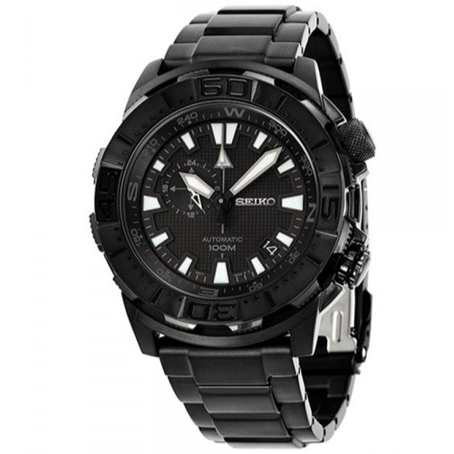 Seiko Automatic SSA051K1 Men 100M Water Resistant Black Pattern Dial Stainless Steel Strap