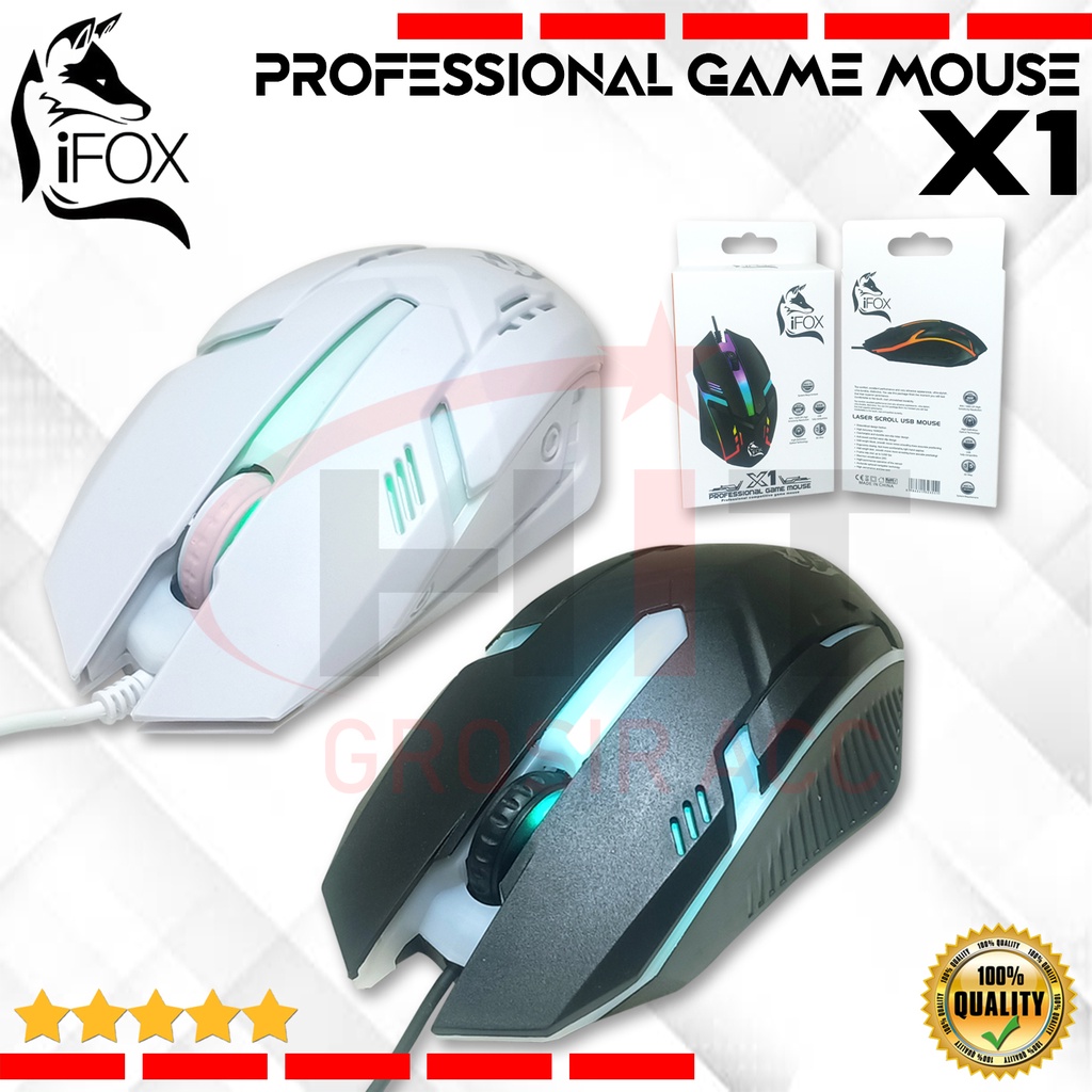 Mouse Kabel Gaming X1 IFOX LED Cable Mouse Game RGB Colorful 7 LED