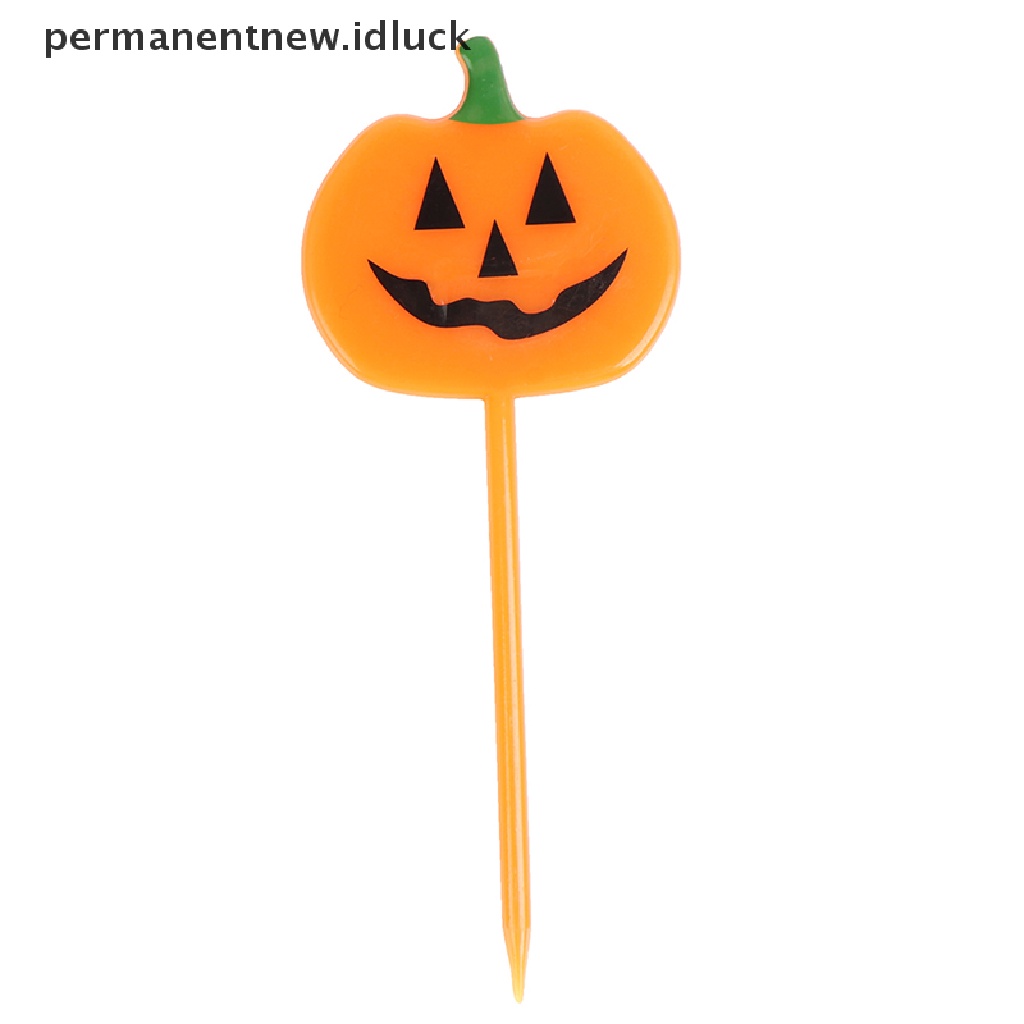 10pcs / set Garpu Buah / Kue / Dessert Desain Kartun Halloween Untuk Anak