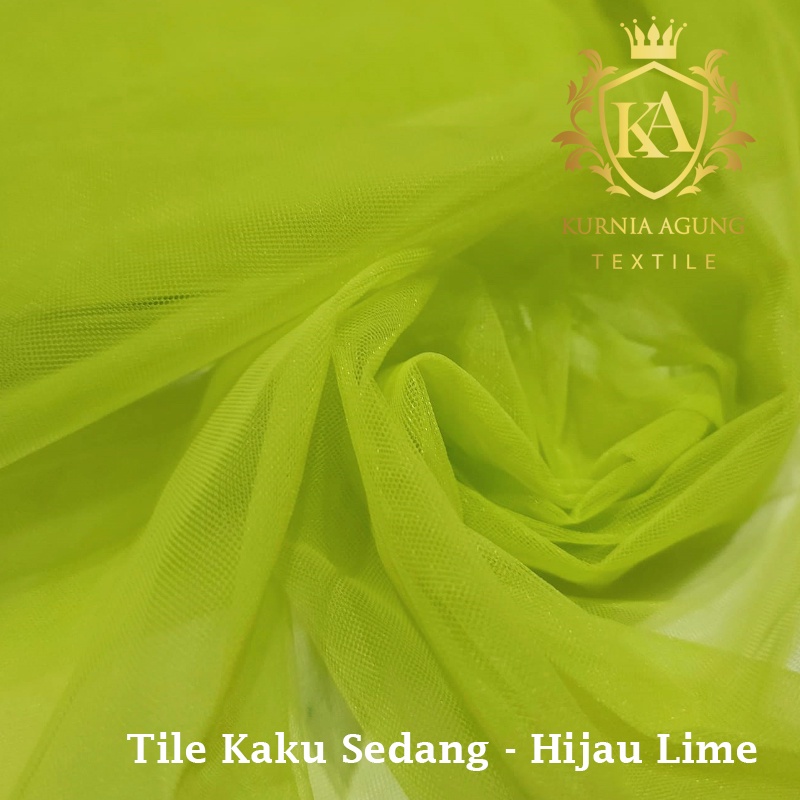 Kain Tile Tulle Kaku Sedang 100cm x 125cm meteran Per Meter Souvenir Dekorasi Wedding Veil Aksesoris-Hijau Lime