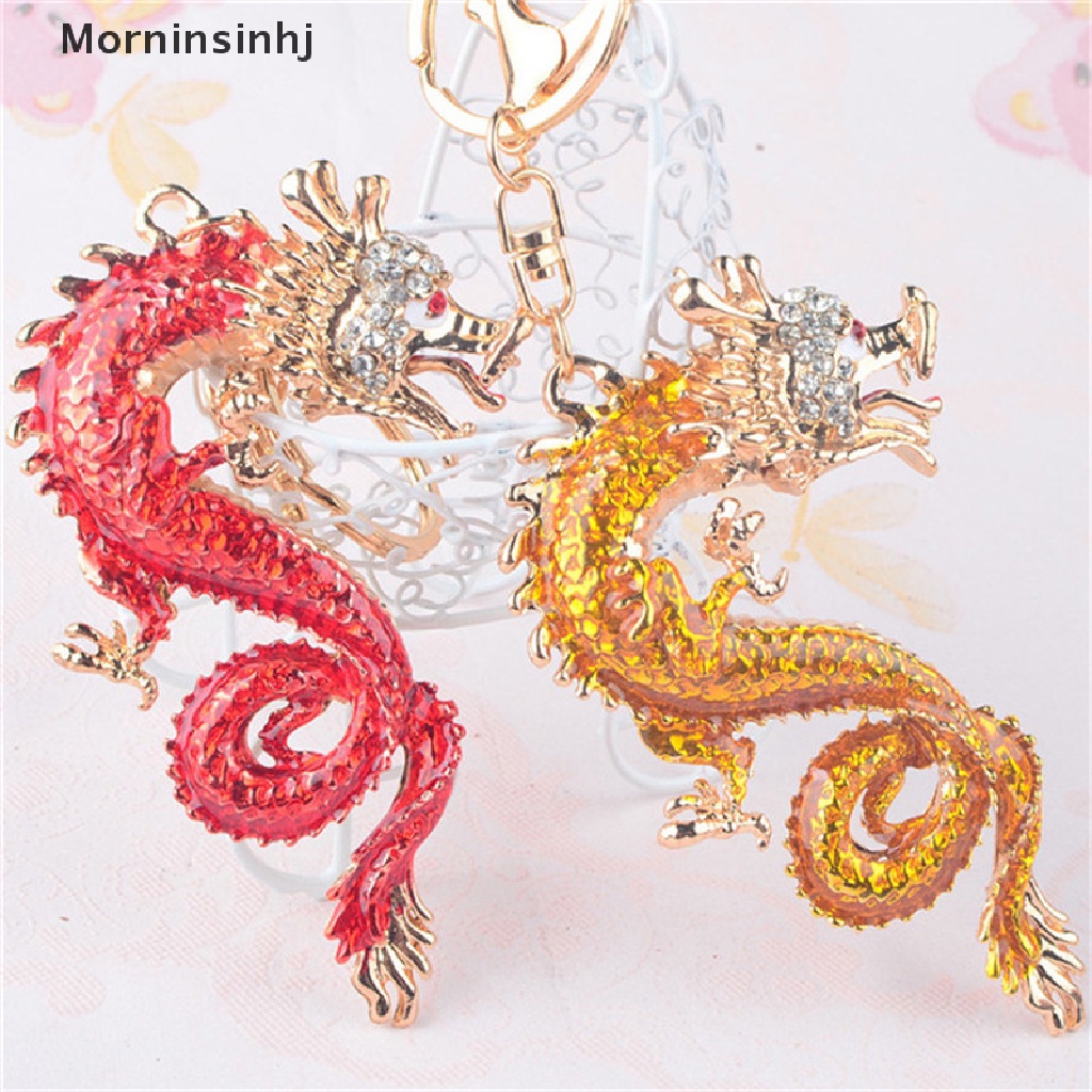 Mornin 1Pc Dragon Key Rings Chains Holder Simulasi Mutiara Kristal Hewan Keychains id