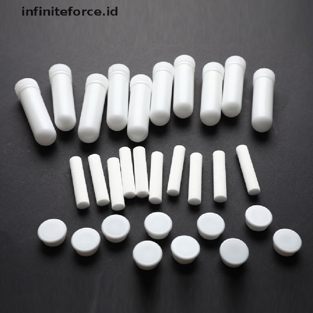 (Infiniteforce.Id) 10pcs Tabung Inhaler Kosong Warna Putih Untuk Minyak Esensial / Aromaterapi