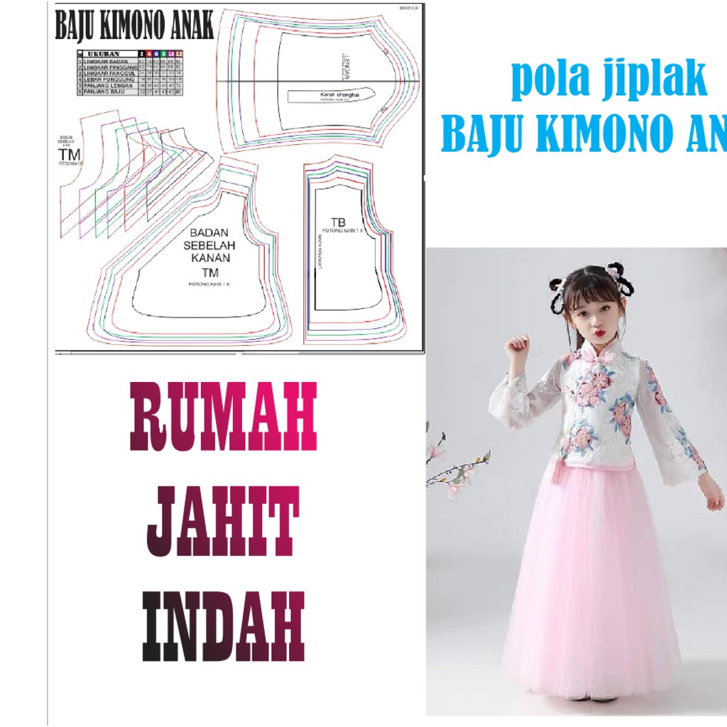 pola baju pola jahit BAJU KIMONO ANAK