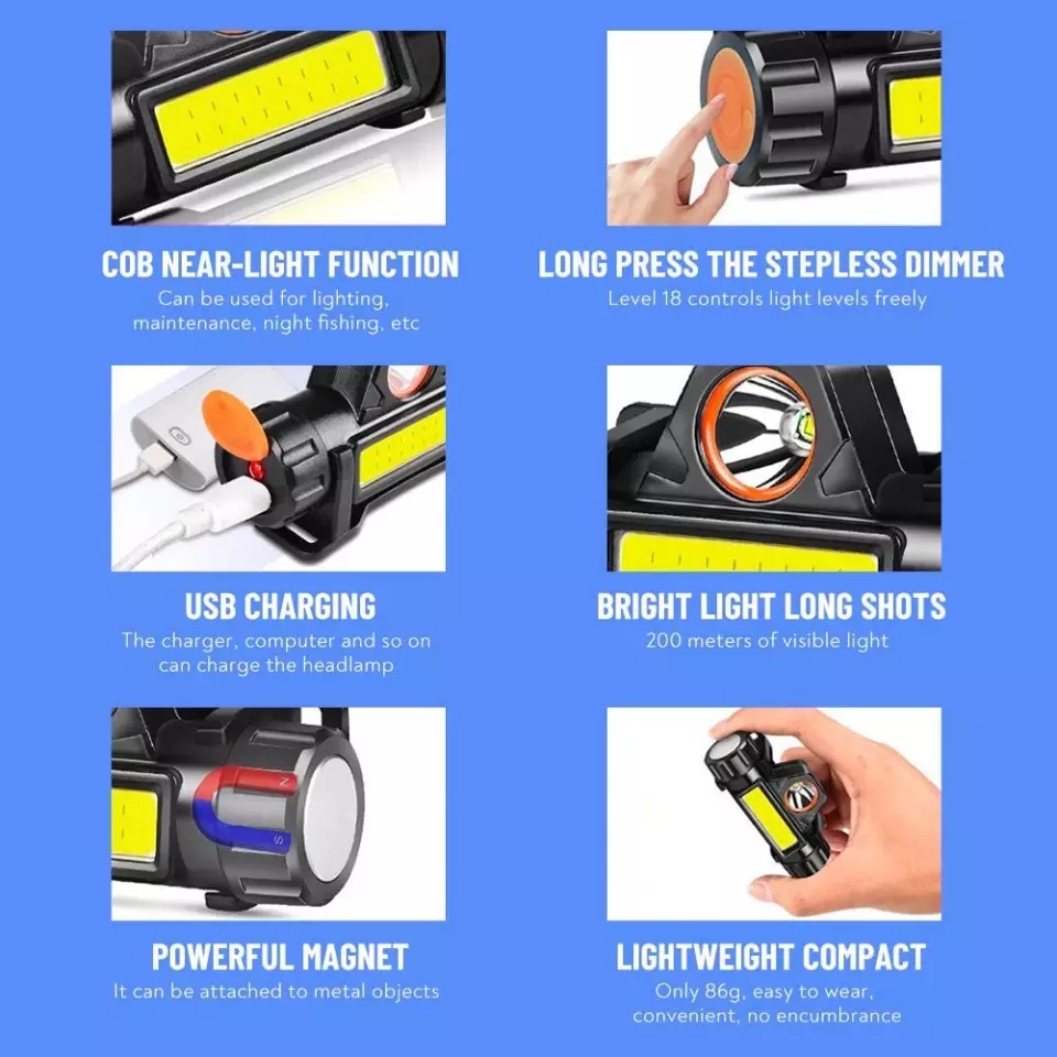 ⭐LDI⭐ SENTER KEPALA MINI LED / HEADLAMP USB CHARGEABLE / SENTER MINI CAS