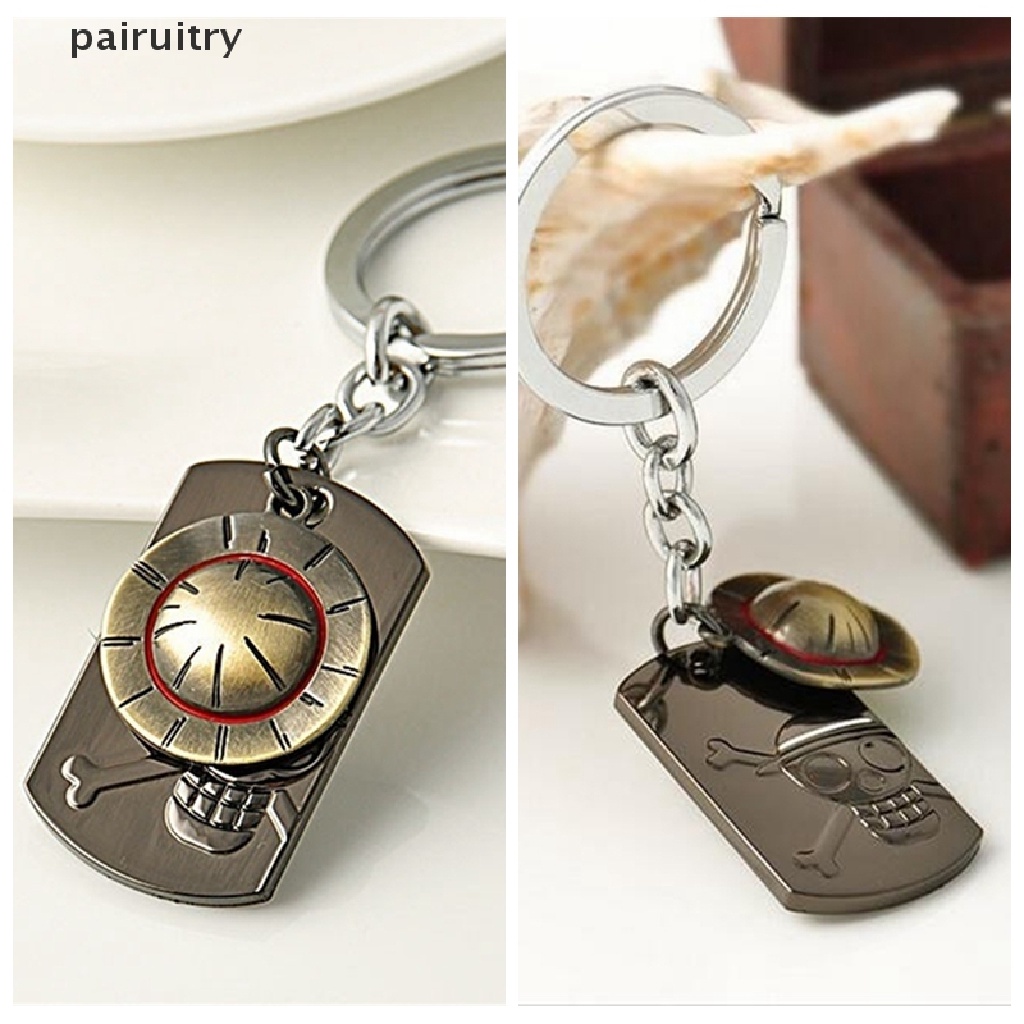 Prt Gantungan Kunci Bentuk Tengkorak Anime One Piece Luffy Bahan Stainless Steel PRT