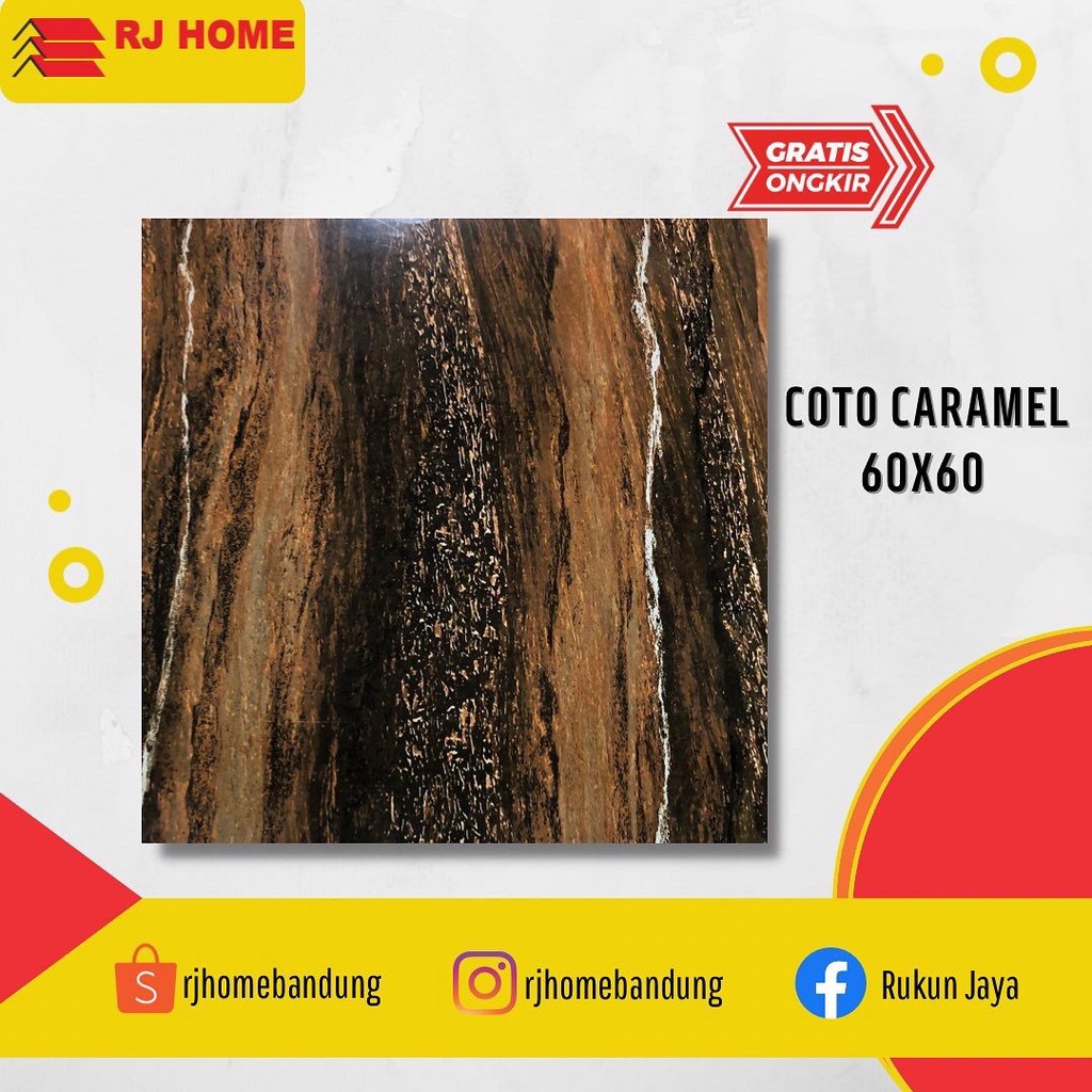 GRANIT MURAH / GRANIT LANTAI / NARA NOTO CARAMEL / MOTIF KAYU HITAM / 60X60 - RukunJayaKeramik