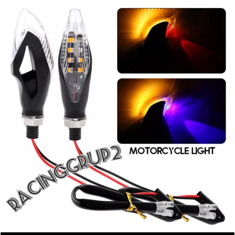 ready stok lampu sen motor variasi running 2 warna led byson rxking vixion dtracker crf wr klx dll harga sepasang