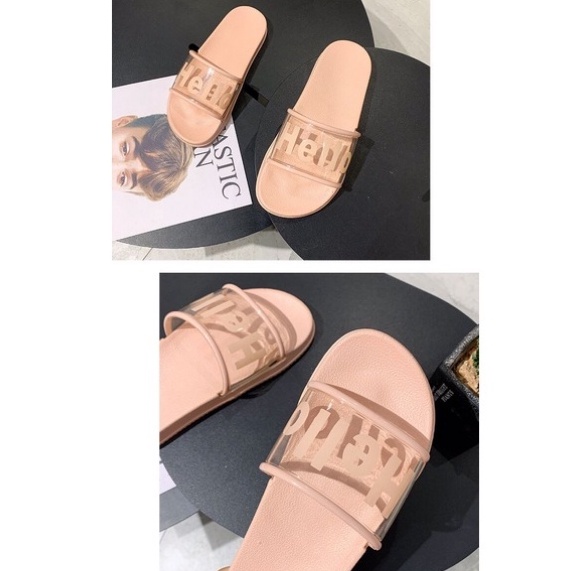 ONLYONE12 Sandal Jelly VIRAL !!! Sandal Wanita Slop Tulisan Hello / Sandal Slip On Cewek / Sandal Slop Karet Korea / Sendal Santai Rumahan