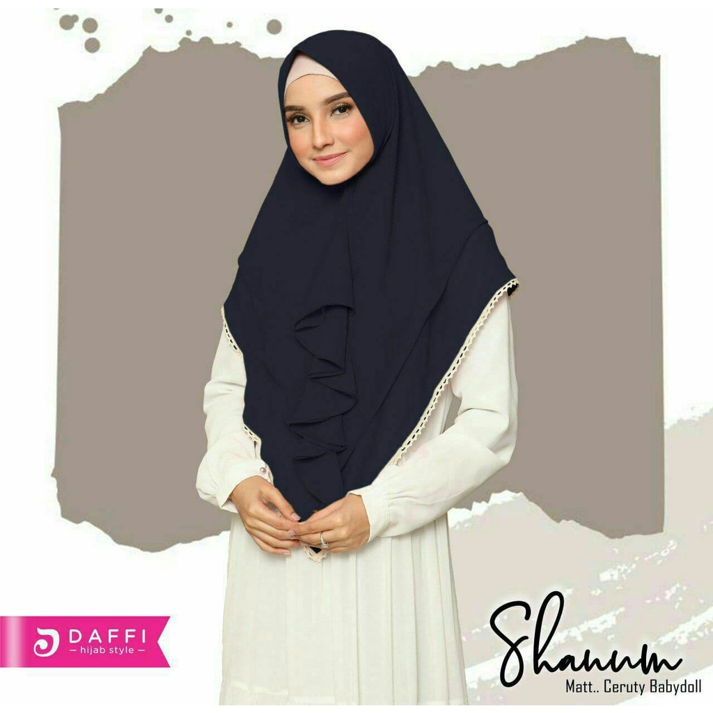 HIJAB SHANUM BAHAN CERUTY BABYDOLL SOFT PET WARNA NETRAL RENDA PINGGIRAN REMPEL DEPAN ELEGAN KEKINIA