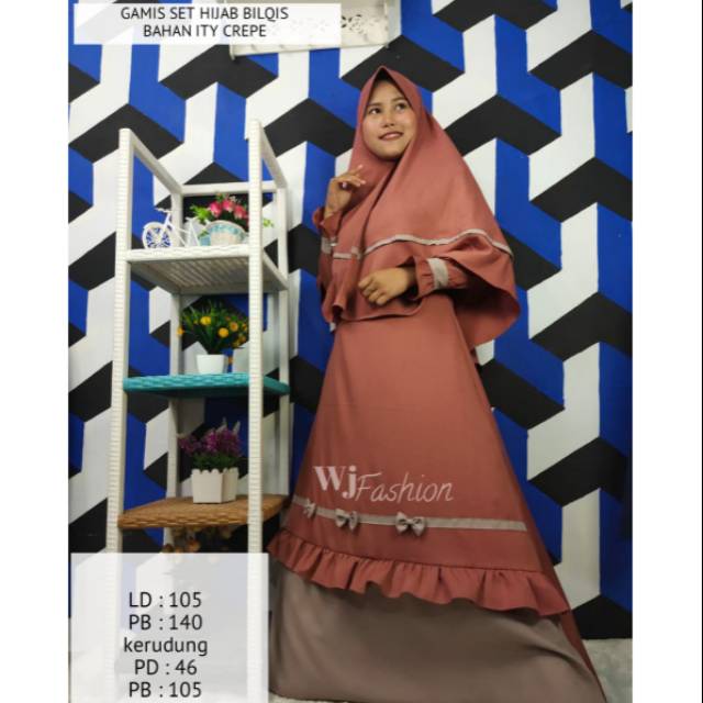 (COD) GAMIS SET HIJAB BILQIS BAHAN ITY CREPE/GAMIS FARIAN KUPU KUPU/GAMIS SET HIJAB JUMBO PED