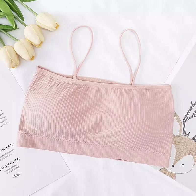 Bra Wanita Tanpa Kawat Bahan Halus Bra Simple Import Murah / Bra Kemben Tube Tali Tanpa Kawat-Bra-9 Pink