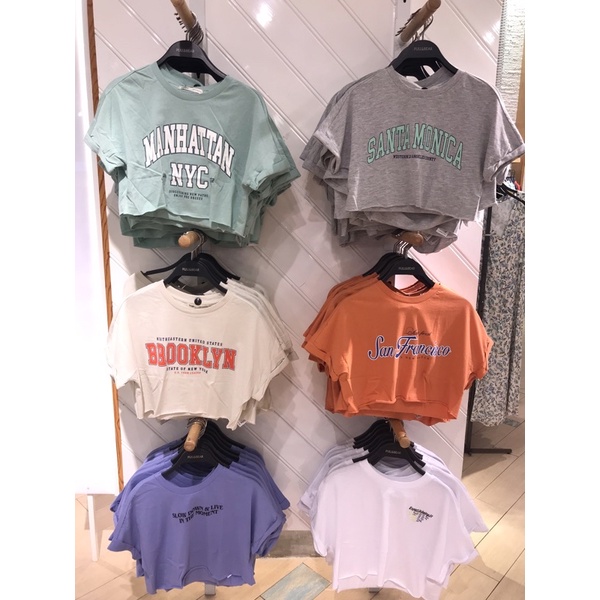 kaos crop cewek pull&bear best seller