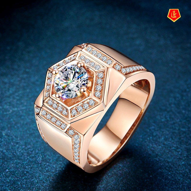 [Ready Stock]S925 Moissanite Platinum Diamond Ring 18K Rose Gold