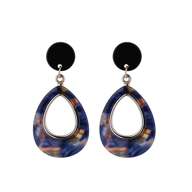 LRC Anting Tusuk Fashion Waterdrop Shape Decorated Earrings