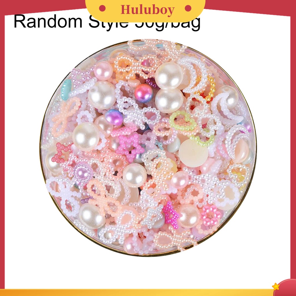 Huluboy Huluboy♡ 50g Mutiara Imitasi Bentuk Hati / Bintang Untuk Dekorasi Nail Art Charms