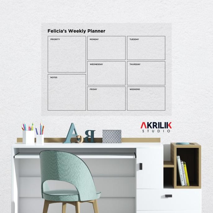 

Acrylic Weekly Planner Custom Nama Akrilik Wall Schedule Jadwal Minggu