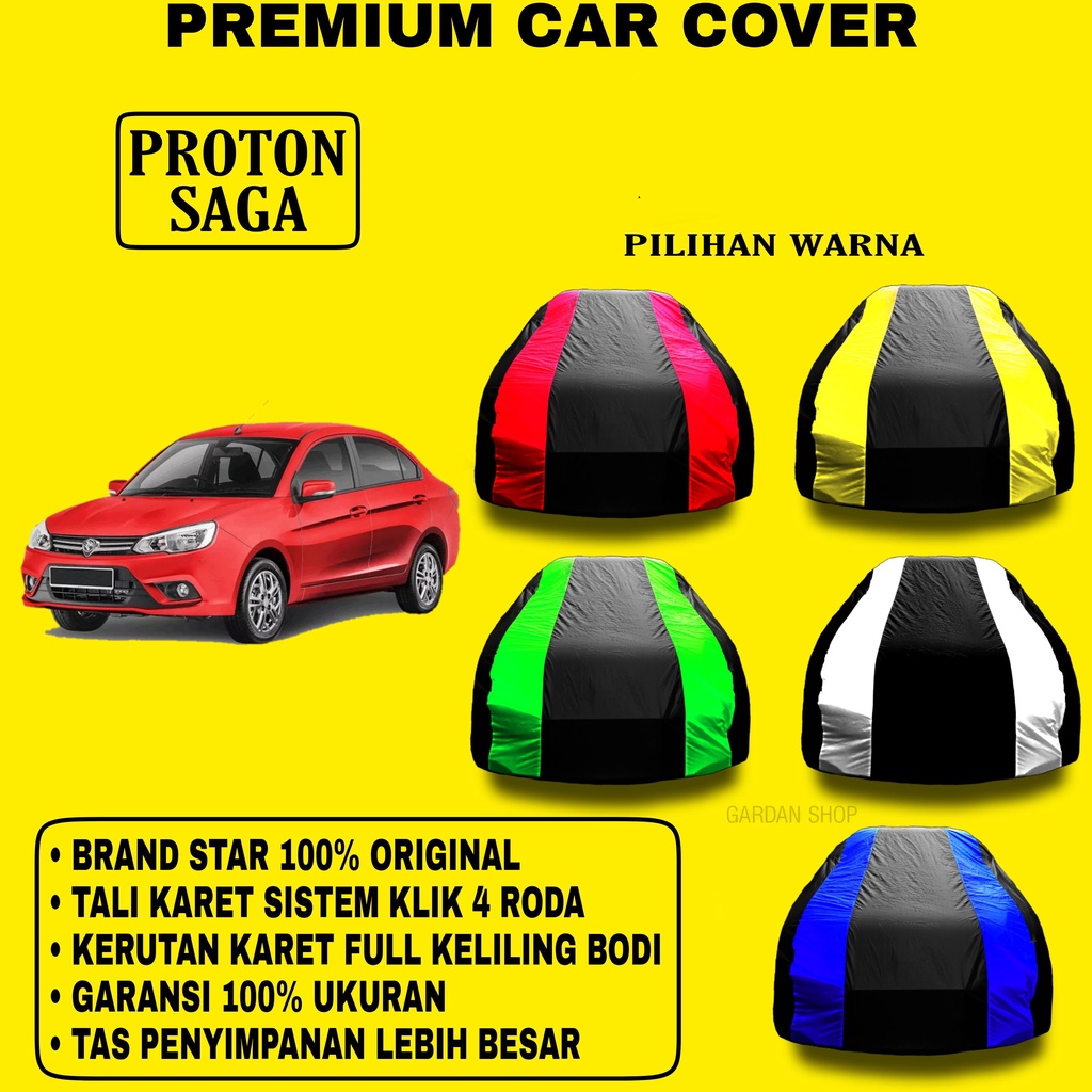 Body Cover PROTON SAGA Garis 2 WARNA Penutup Pelindung Bodi Mobil Proton Saga PREMIUM