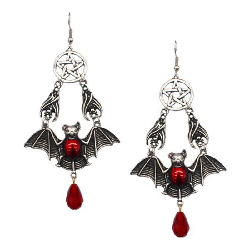 Anting Tusuk Gantung Wanita Desain Kelelawar Vampire Gaya Perancis / Punk / Gothic / Casual Untuk Pesta