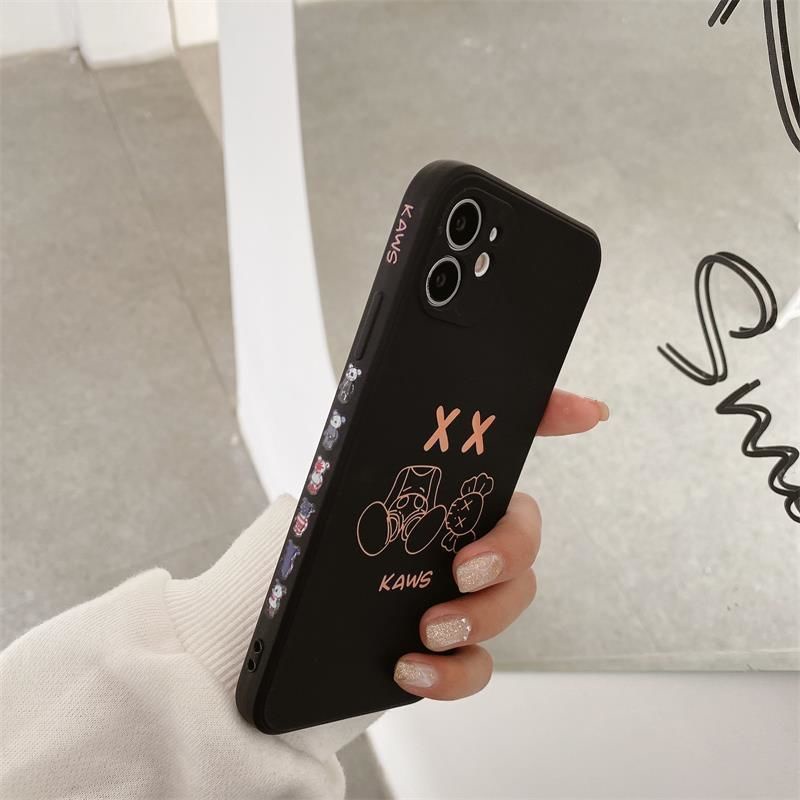 Soft case Silikon Karet Anti Jatuh Motif print Beruang Emas Hitam Untuk iPhone 12promax 7 8Plus SE X XS XR 12 11 11promax