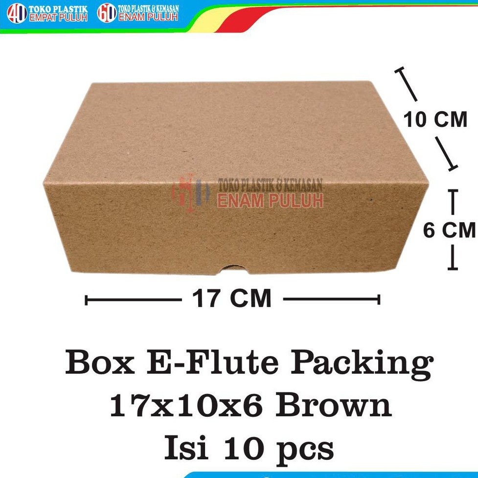

Kotak kardus tebal box e flute corrugated brown packing isi 10 pcs 17x10x6 coklat polos hampers kue