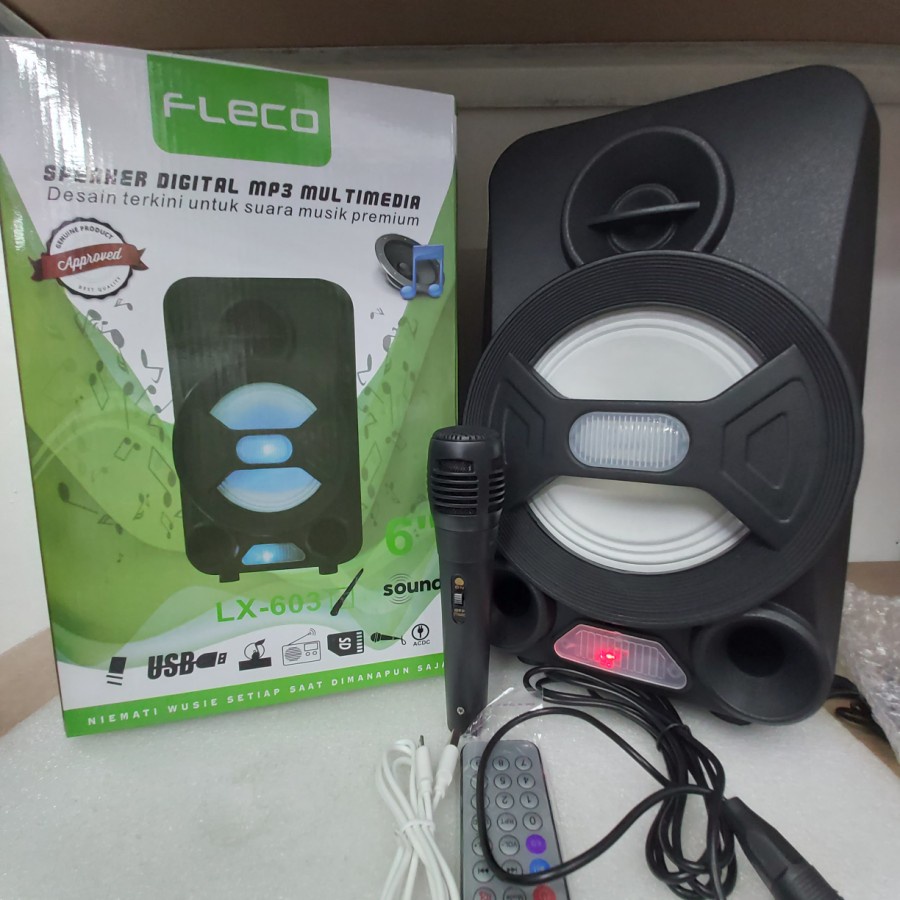 Paling Laris!!! Fleco Speaker Aktif Portable Lx-603 Suara Super Bass Free Mic