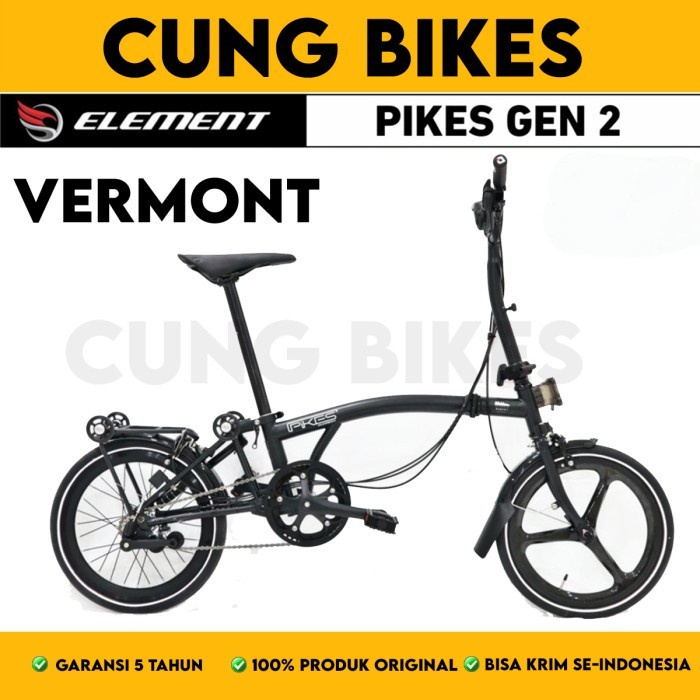 Sepeda Lipat 16 Inch trifold ELEMENT PIKES GEN 2 VERMONT Velg Carbon + koper