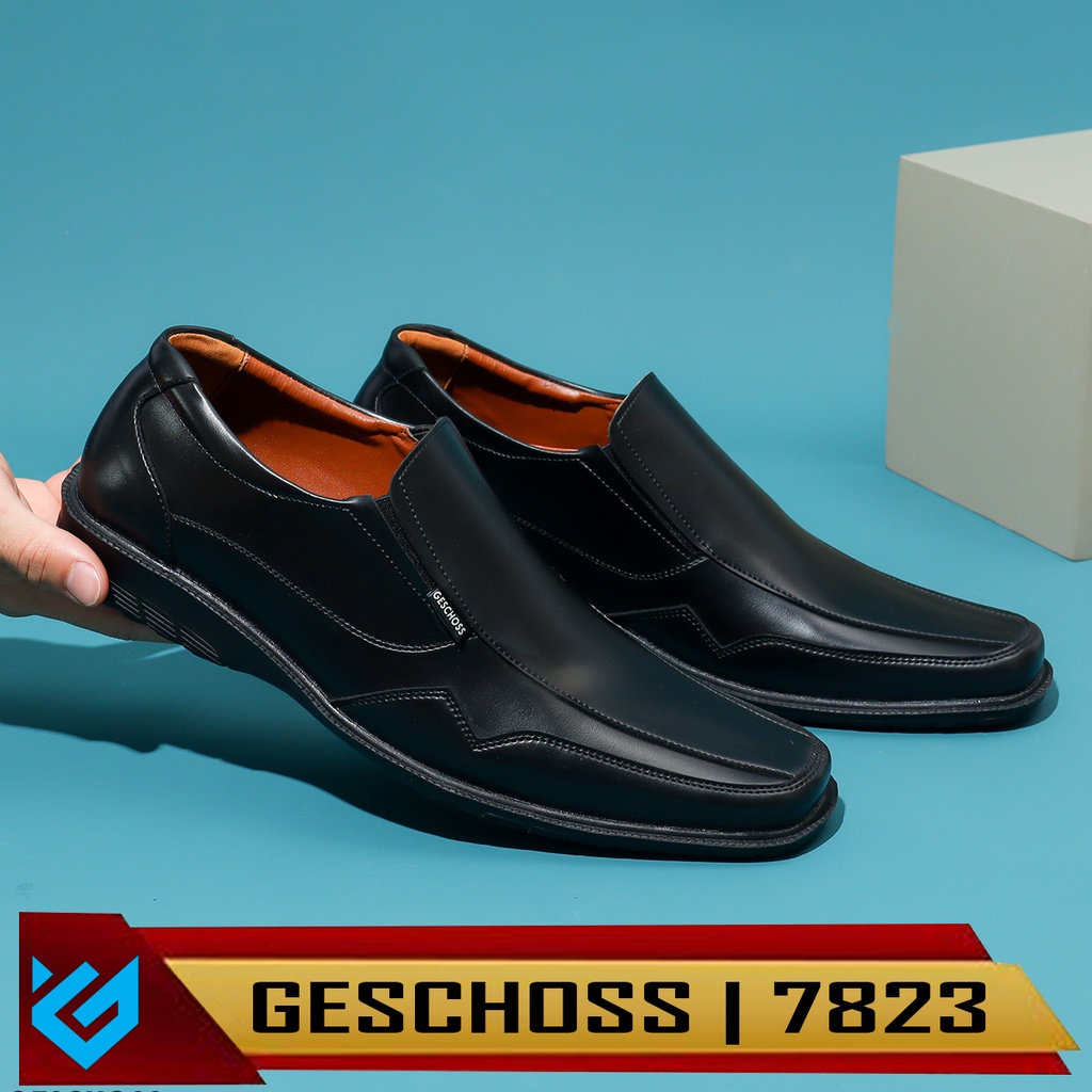 GESCHOSS | READY STOCK UKURAN BESAR 39-45 Sepatu Pantopel Pria Hitam Sepatu Kasual Kerja Kantoran